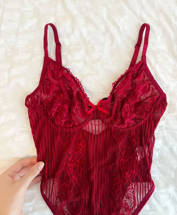 STUNNING LACE BODYSUIT Red Size L - Image 2