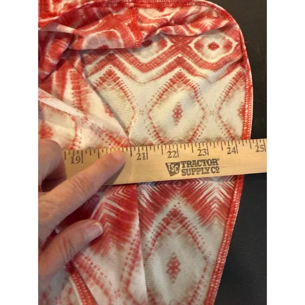 Chicos 3 US XL Top Red White Ikat Diamond Print Dolman Sleeve Scoop Neck Artsy - Image 7