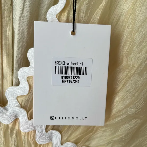 Hello Molly long sleeve sheer mini dress yellow large 8 NWT - Image 10