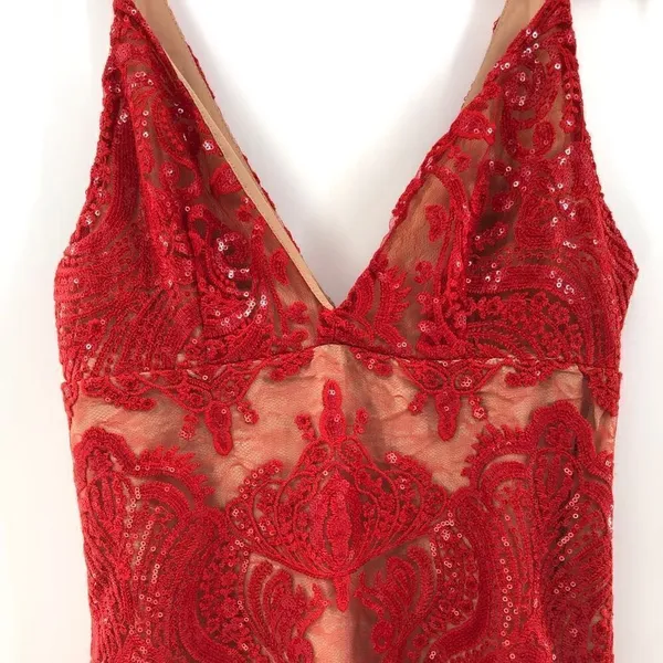 Free People Night Shimmers‎ Lace Sequined D Red - Image 3