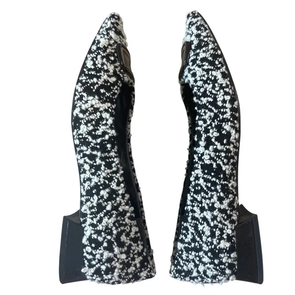 Tory Burch Georgia Boucle Tweed Pointed Toe Flats Black White 9.5 - Image 6