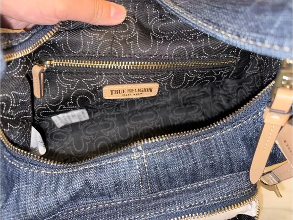 NWT True Religion Denim Embroidered Horseshoe Shoulder Bag Hobo Y2K Streetwear - Image 12