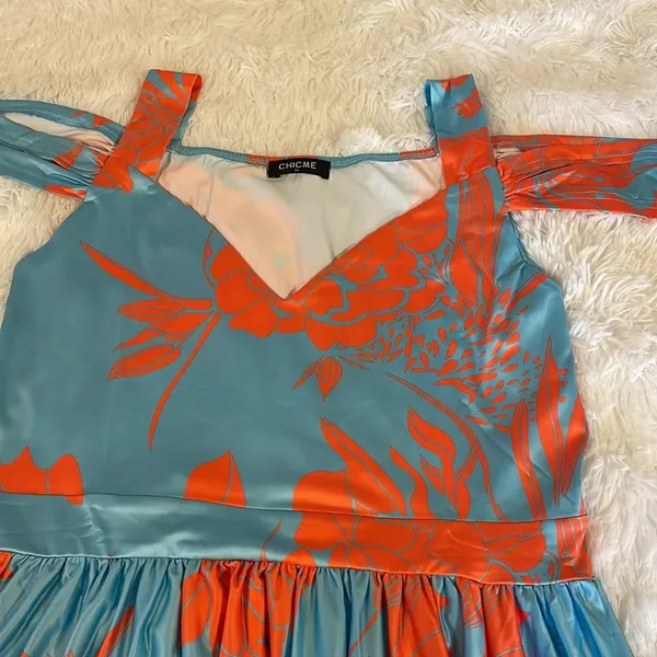 Chic Me Floral Maxi Dress Cold Shoulder Sz Xl - Image 5