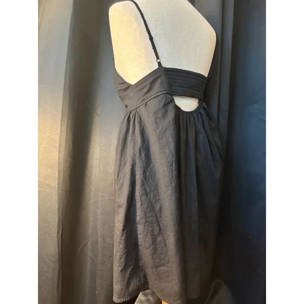 No Boundaries Black Babydoll Mini Dress Keyhole Tie Smocked‎ Back XS 0-2 - Image 4