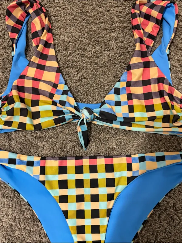 Mara Hoffman Plaid Bikini Set - Image 3