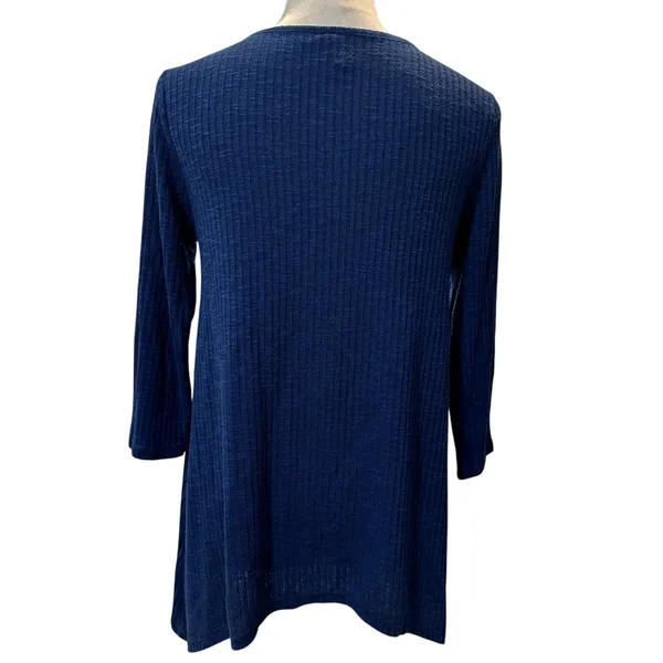 New Direction Women's Dark Blue Ribbed Long Sleeve Tunic Sweater S - Image 4