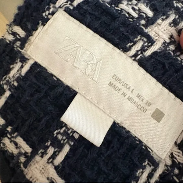 ZARA Tweed Preppy Knot Button Blazer Jacket‎ Size Large - Image 6