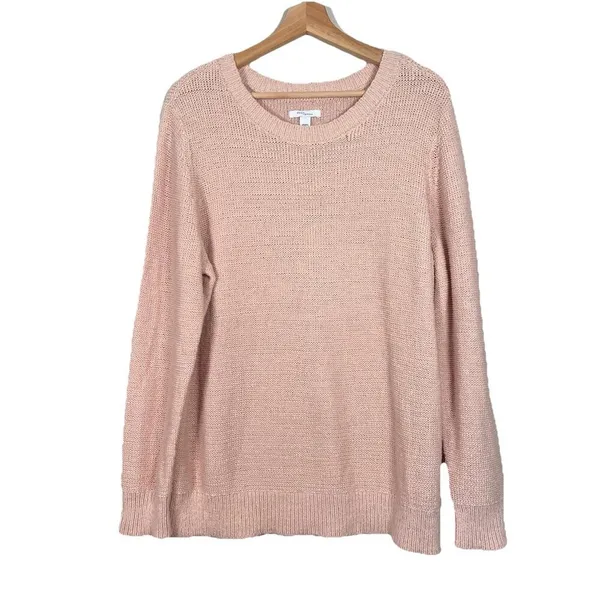 Daily‎ Ritual Cotton Crew Neck Sweater Cozy Boucle Women’s XL Pale Pink Knit - Image 2