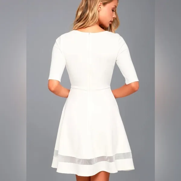 Lulus Sheer Factor Mesh Skater Dress‎ in White Size Medium - Image 2