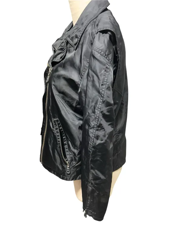 Harley Davidson Jacket Womens Medium Black Nylon Motorcycle Full Zip Embroidered - Image 3
