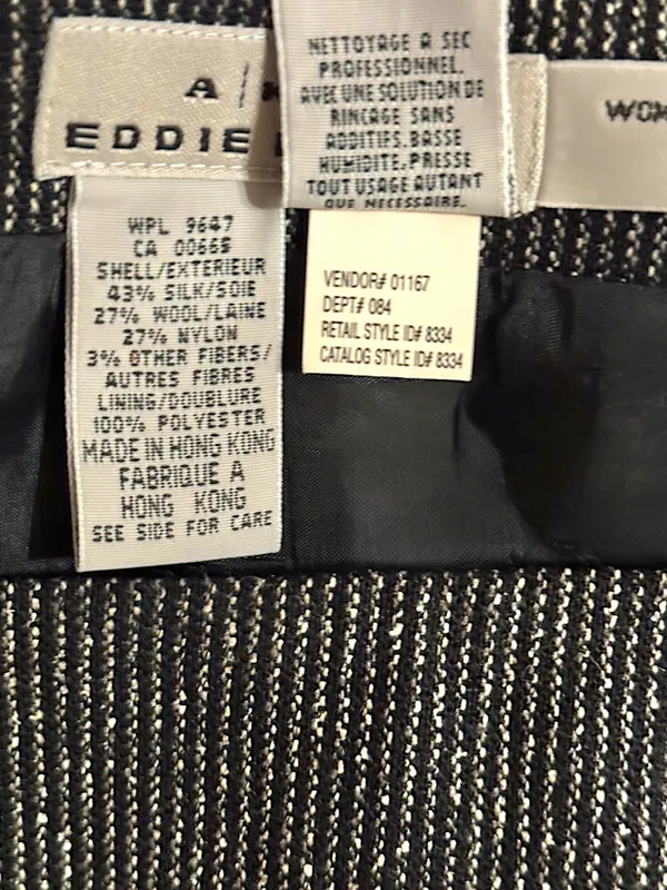 AKA Eddie Bauer ‘95 Black Herringbone Weave Silk Wool A-Line Flare Mini Skirt Sz 12 NEW - Image 5