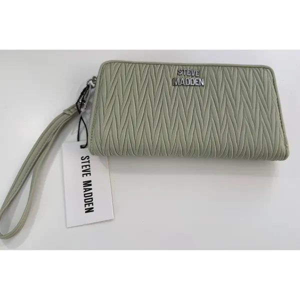 Steve Madden‎ BZIP-U Celery Green Quilted Zip Around Wristlet Wallet NEW FLAWED - Image 2