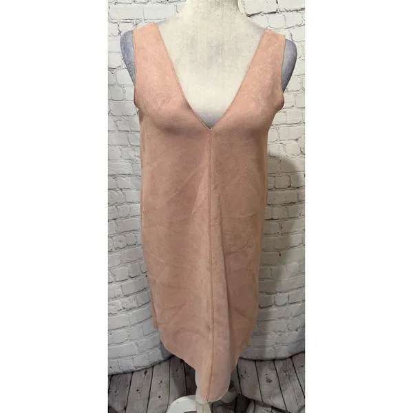 Zara Faux Suede Addison Shift Dress Pink Size Medium - Image 2