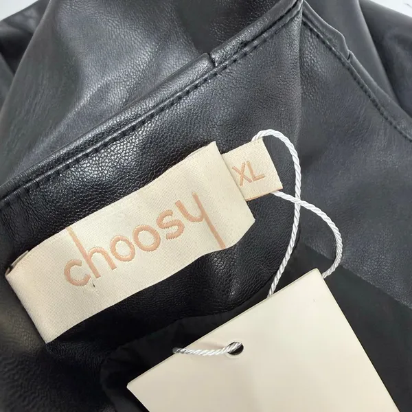 Choosy Skirt SZ Extra Large NWT Black Faux Leather Wrap Midi Bow Tie Waist Vegan - Image 5
