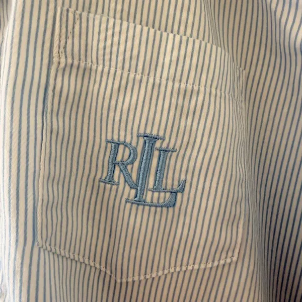 Lauren Ralph Lauren Blue White Stripes Embroidered logo pajama SZ M #2671 - Image 10