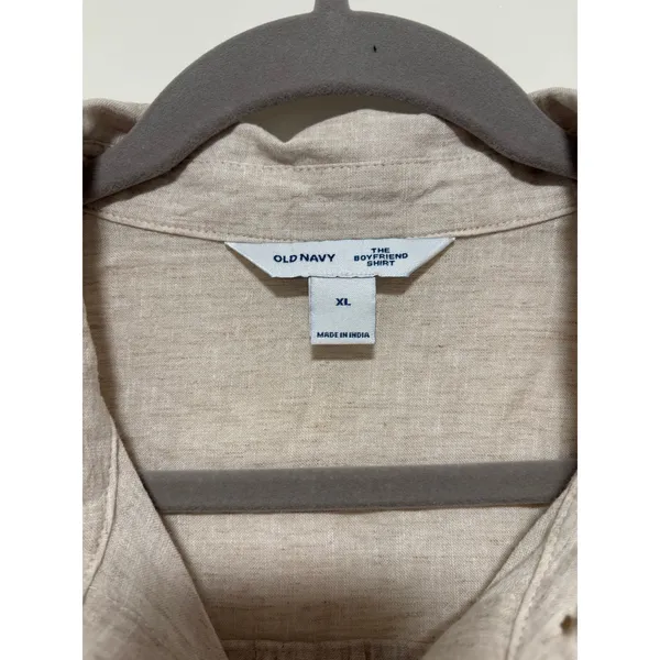 Old Navy Beige Boyfriend Button Down Shirt XL - Image 3