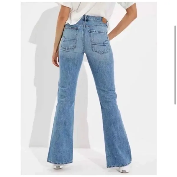 American Eagle 90s Bootcut Denim Blue Jeans Split Hem High Rise Women’s Size 8 R - Image 2