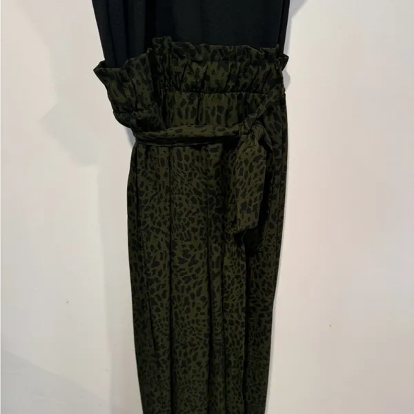 Black and‎ Green cheetah print Miami jumpsuit - Image 2