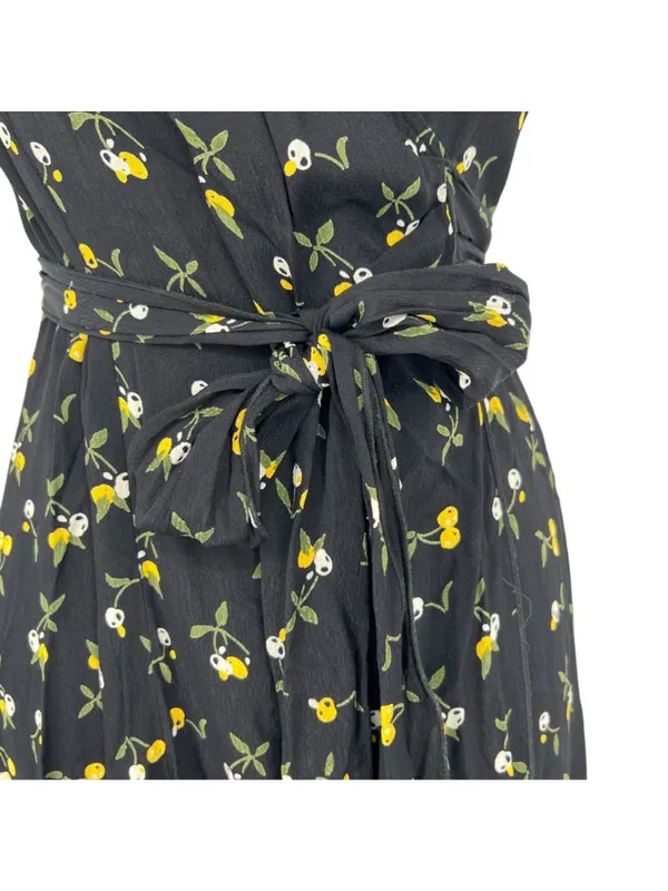 Dollz & Dames Cherry Sweetheart Wrap Dress Black Yellow Size XS Retro Pin-up - Image 13