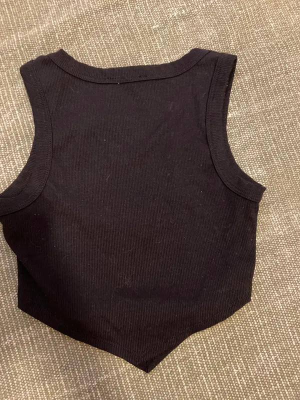 American Threads Black High Neck Crop Top - Image 2