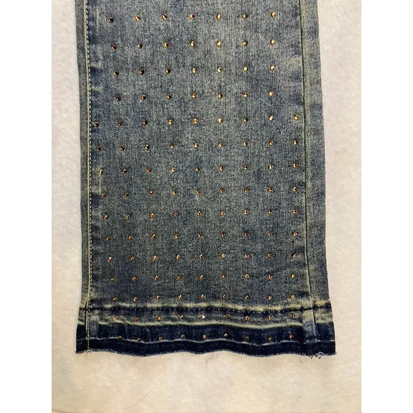 Ashley Mason‎ Flare Jeans Womens 1/25 Blue Rhinestone Embellished Y2K - Image 6
