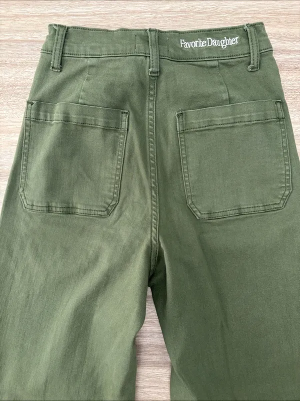 Favorite Daughter The Mischa Super High Rise Wide Leg Ankle Jean Women 26 Green - Image 7
