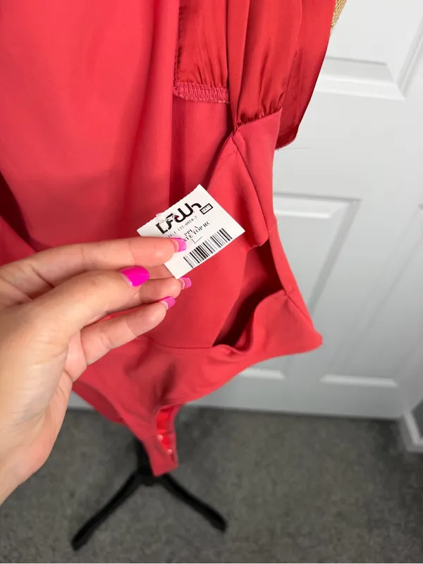 Free People x REVOLVE Get It Done Halter Top Bodysuit in Berry Twists Sz L - Image 11