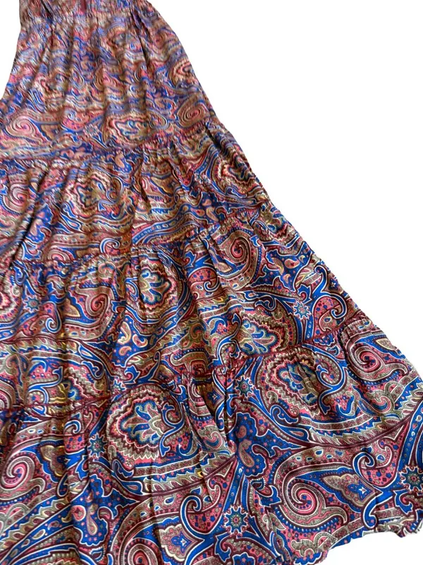 Paani Paisley Print Maxi Dress Halter Tiered Boho Sundress Tie Small Women's NWT - Image 4