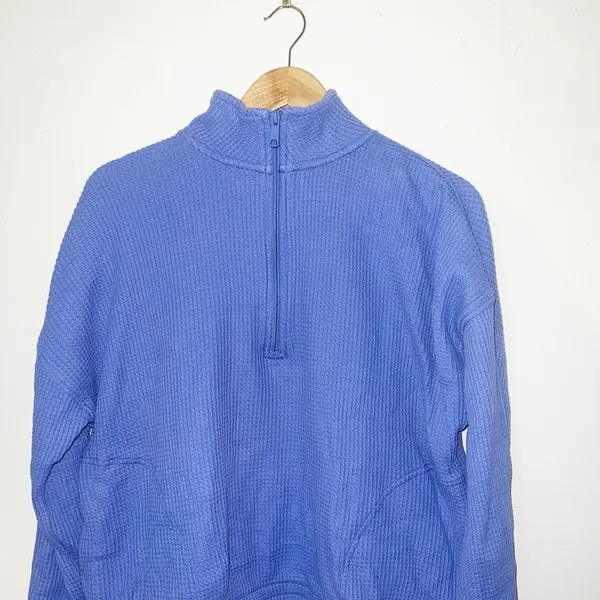 Aerie purple waffle knit quarter zip long sleeve top - Image 2