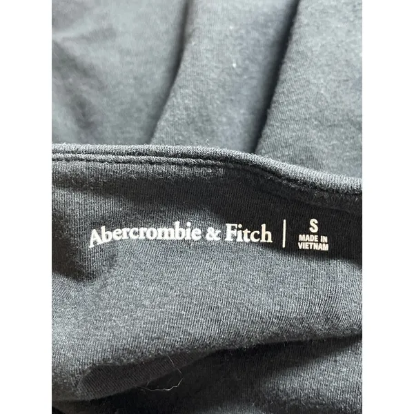 Abercrombie & Fitch Women's Black Sleeveless Square Neck Ruched Crop Tank Top S - Image 3