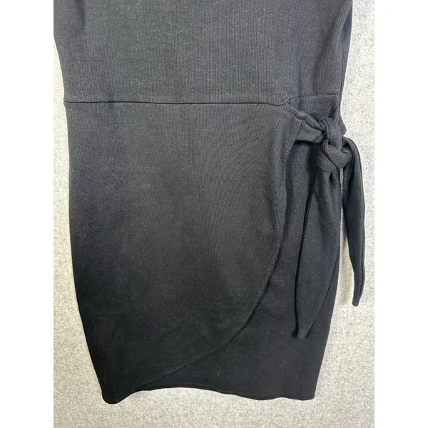 Zara Knit‎ Tank Dress Large Black Bodycon Tie Side Sexy Comfort Scoop Neck - Image 4