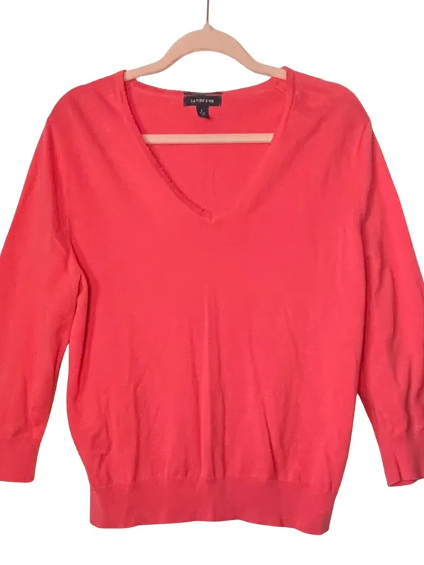 Lands End Coral V-Neck Top Size Large ~ Comfort Casual ~‎ Women’s Fall Shirts - Image 3