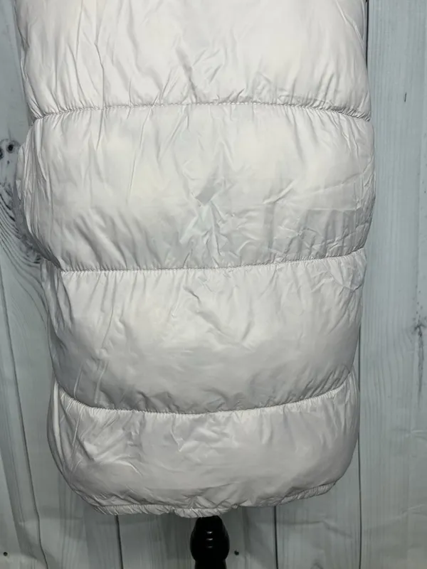 Old Navy Women’s Sz L Taupe Brown Puffer Vest Full Zip Snap Pockets Fleece Lined - Image 9