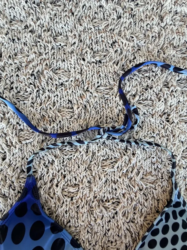 Amazon Blue and Black Polka Dot Ombre Bikini Top | Size Large - Image 3