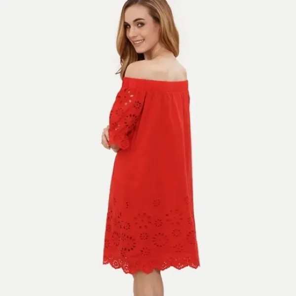✨Red Off The Shoulder Half Sleeve Hollow Dress✨ - Image 3
