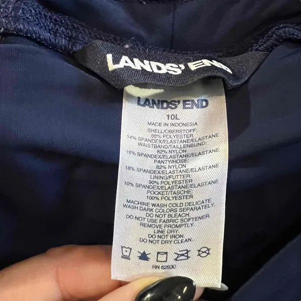 Lands' End Womens Athletic Shorts Size 10 Tall Navy‎ Blue Pull-On Stretch - Image 4