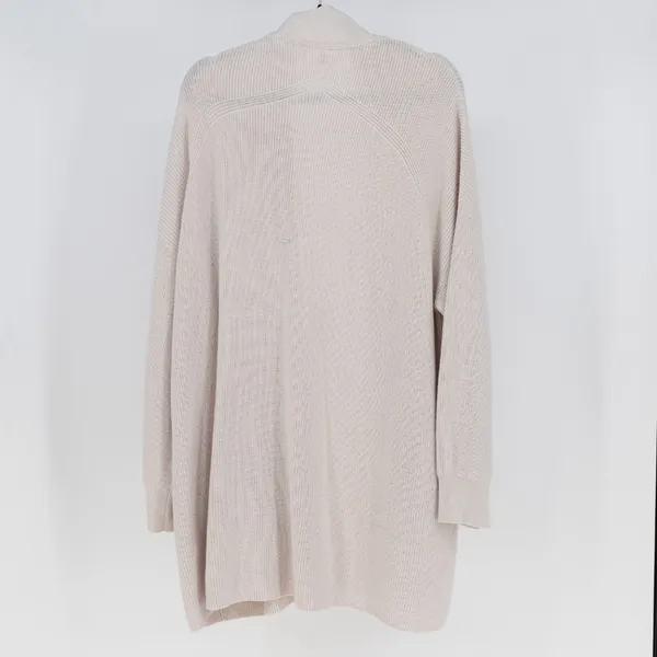 Lululemon Women's Merino Wool Blend Ribbed Long Wrap Sweater Cardigan Bone 16 - Image 4