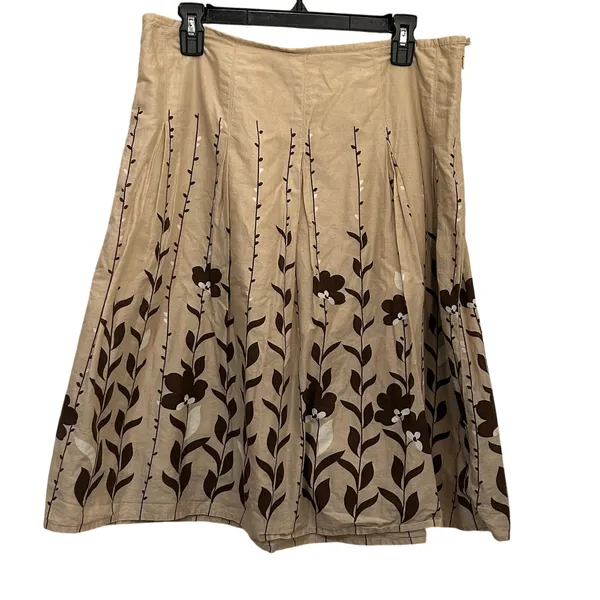 Apt 9 brown tan floral lined skirt size 12 cotton business casual - Image 2