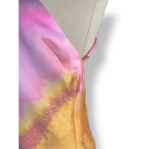 Zara XL Open Back Abstract Watercolor Maxi‎ Dress Boho Euro Summer Resort New - Image 7