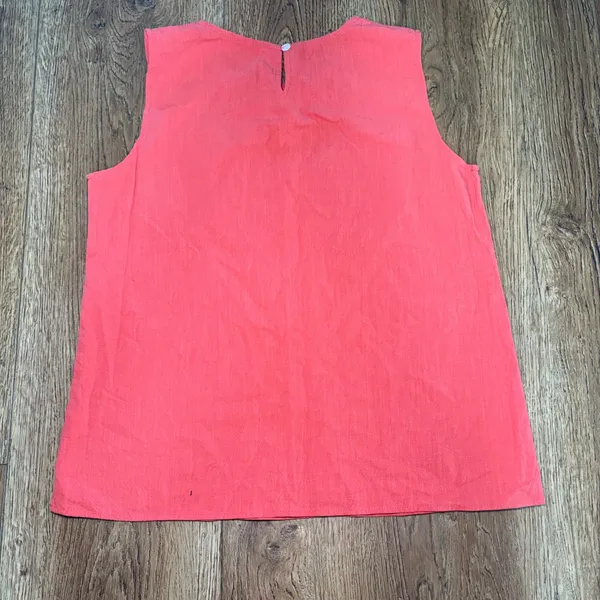 Linen Burnt Orange 100% Linen Sleeveless Blouse Top Womens Size Medium Fall - Image 6