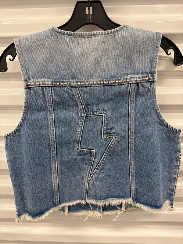 Rolla's Morgan AC/DC Vest Stud Vintage Blue Womens Size Small - Image 5