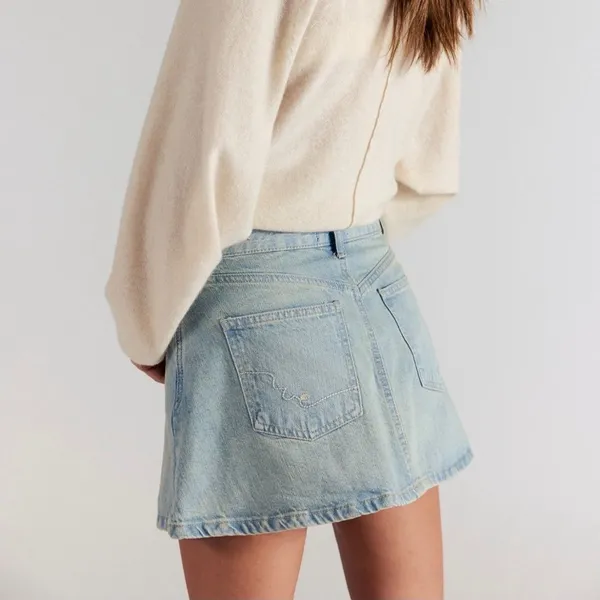 NWT Free People Hometown Denim Mini Skirt in Good Old Days - Image 3