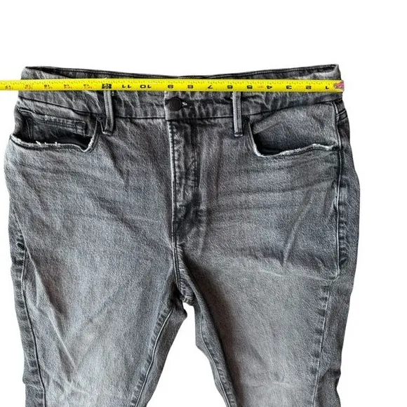 Good American Size 10/30 Curvy Twist Straight Leg Jeans Washed Black‎ Split Hem - Image 12