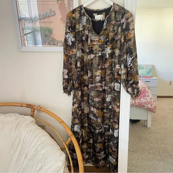 Anthropologie Blair Metallic Shimmer Maxi Dress in Size XS - Image 4