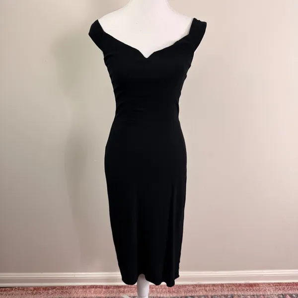 Reformation Black Sweetheart Off Shoulder Smocked Back Midi Dress Womens US 6 - Image 2