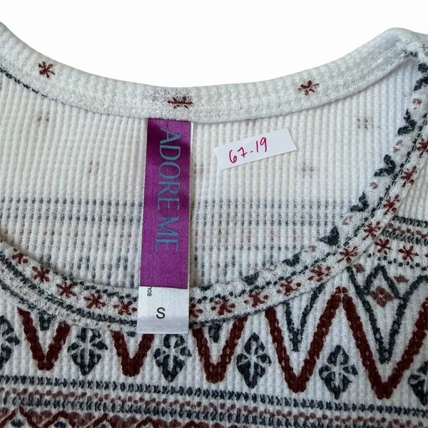 Adore Me Pajama Set Small White Isle Snowflake Waffle Knit Thermal 2pc | 67-19 - Image 3