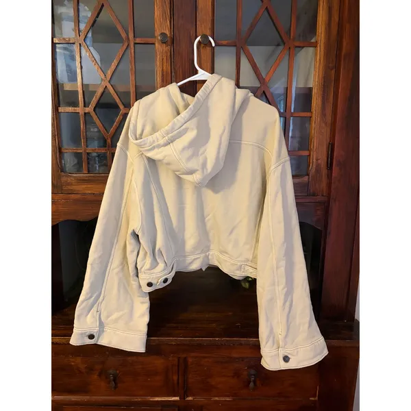 Free People We The Free Dreamers Hooded Fleece Jacket Cream Beige Large OB958949 - Image 3