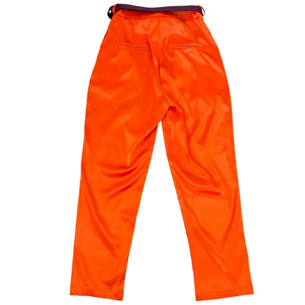 NWT L'ATISTE by Amy Vibrant Orange Satin Trousers w/ Belt Sz S Dopamine Dressing - Image 4