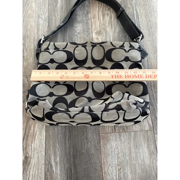 Vintage y2k Coach Signature Large C Carly Hobo Bag Black Grey Canvas Leather - Image 2