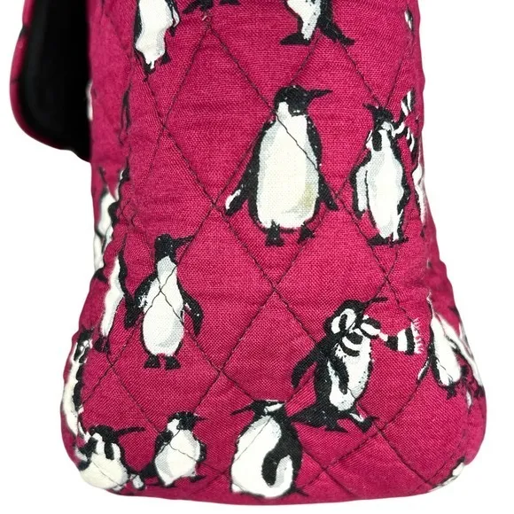 Vera Bradley‎ Quilted Playful Penguins Turnlock Tote Bag Crimson Red Retired - Image 13